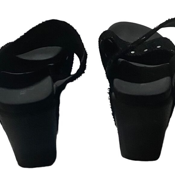 Naked Feet Black Studded Beslow Leather Platform Sandal Size 6.5 - Picture 4 of 11